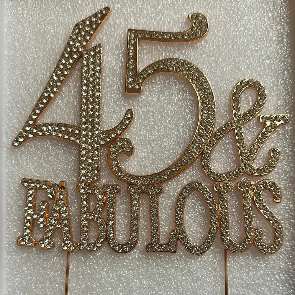 Rose Gold '45 & Fabulous' Cake Topper